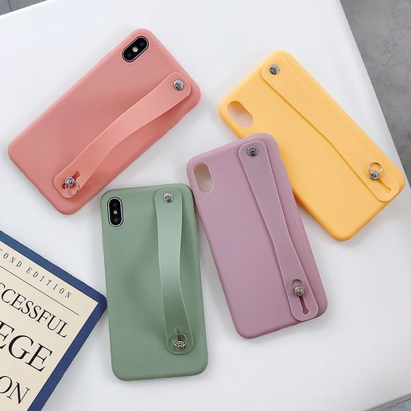 

ремешок силиконовый телефон случае для iphone xr x xs max 6 6s 7 8 plus soft tpu plain hand band простые стендовых случаи задней обложек