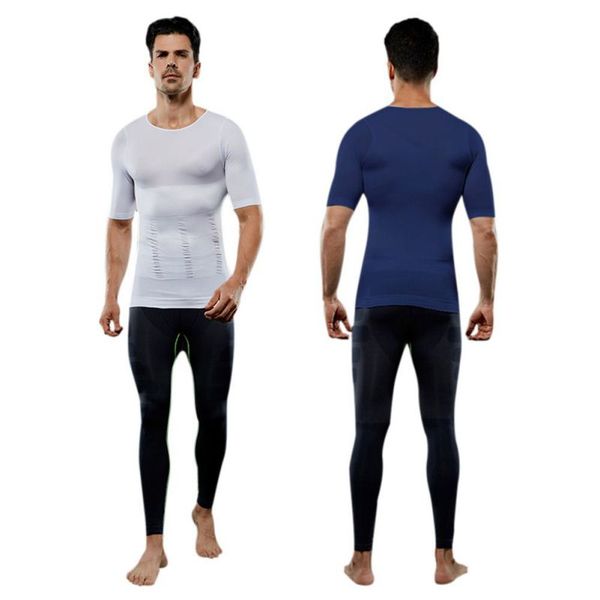 

2019 spring and summer abdominal waist slimming seamless knit vest short sleeve men's corset with stable quality y x, Black;brown