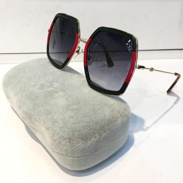 

fashion luxury women designer sunglasses square big frame summer generous style mixed color frame uv protection lens 0106s, White;black