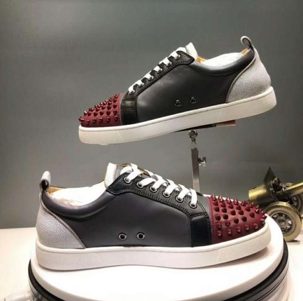 

новые высококачественные дизайнерские туфли для человека женщин красных днищ новичка шипы flat кроссовок из натуральной кожи моды парижа пла, Black