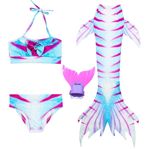 Kids Girls Little Mermaid Tails Swimsuit Bikini Bathing Suit Dress With ...