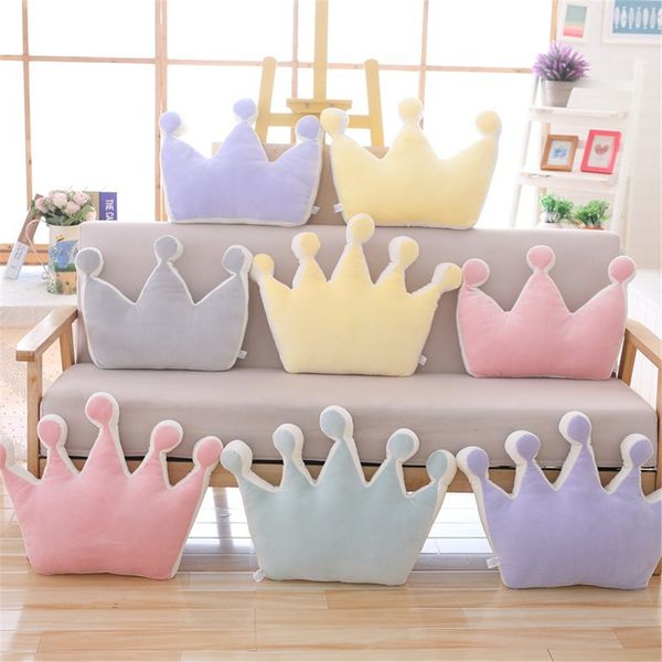 

4color down cotton crown pillow cute cartoon shape partial head soft pillow for home decoration 36cm