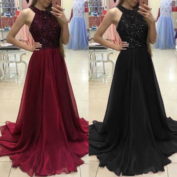 

2019 women formal long evening party club wear prom gown dress new, Black;gray