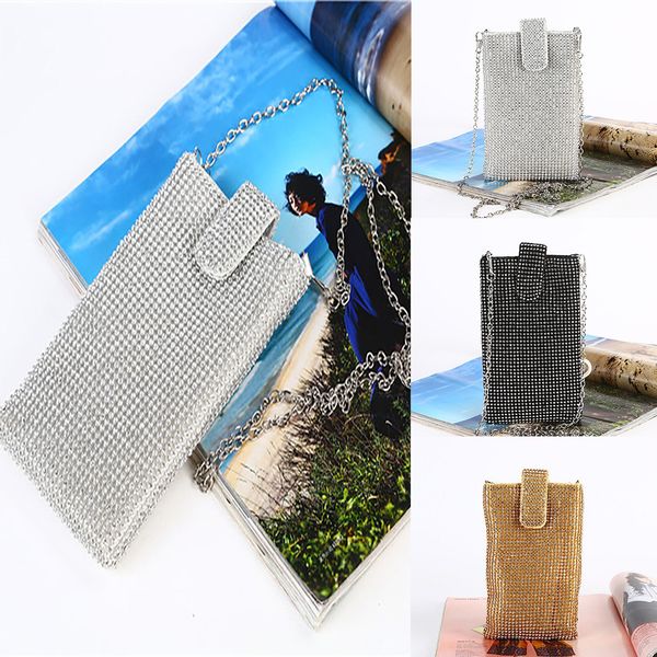 

fashion 2019 casual summer women new evening bag diamond phone chain party clutch shoulder cross bag