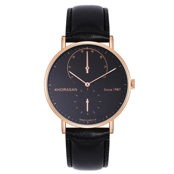 

new two-needle men's belt business wrist watch women's quartz watch, Slivery;brown