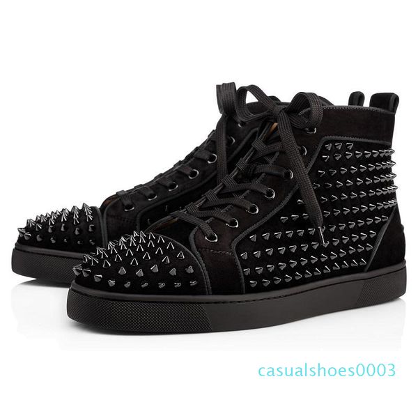 

designer shoes men women chaussures studded spike triple black white red leather suede flat bottoms casual shoe 36-47 vintage c03