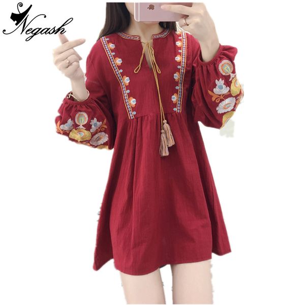 

real europe new spring summer 2018 bohemia floral embroidery lace lantern sleeve dress retro styled dresses vestidos, Black;gray