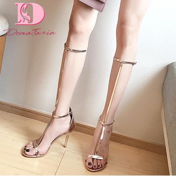 

doratasia 2020 dorpship thin high heels buckle-strap party gladiator summer women's shoes sandals, Black