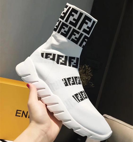 

Branded men trech fabric neaker boot de igner letter women thick rubber out ole high now hoe