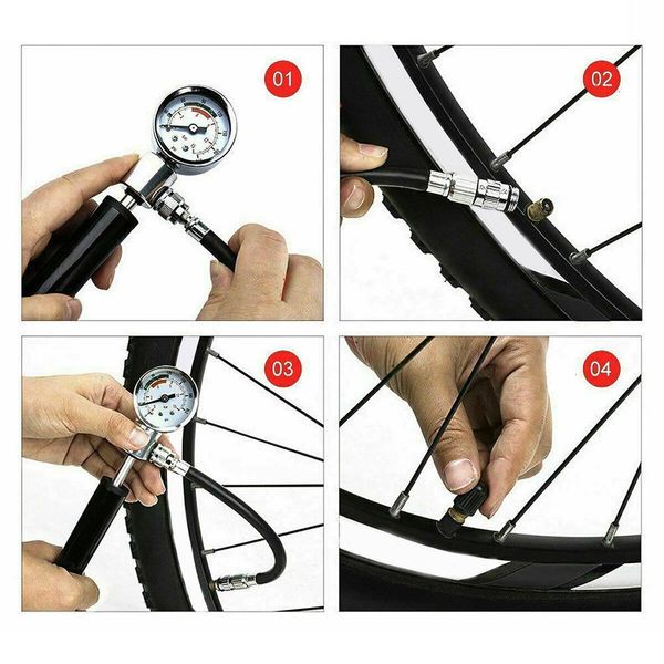 

portable bike high pressure pump mountain bike cycling pump hose gauge bicycle adapter alloy tire inflator air bike pumps