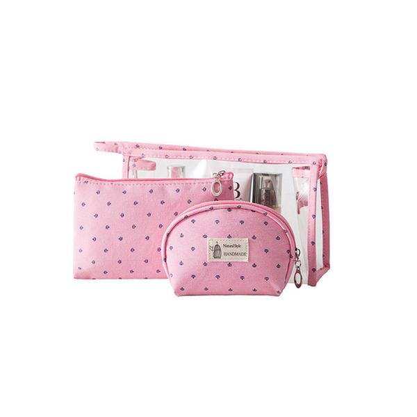 

ladies makeup bag 3 piece set multifunction pvc leather storage bag fashion travel makeup zipper transparent cosmetic