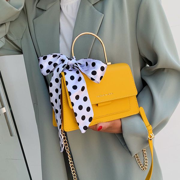 

elegant female ribbon bow tote bag 2019 summer new pu leather women's handbag chain shoulder messenger bag