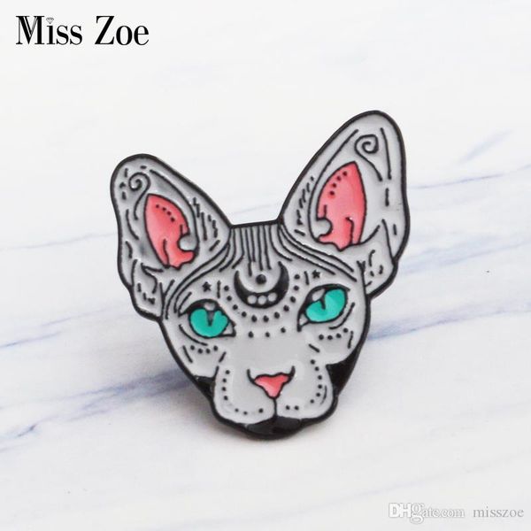 

miss zoe канадский лысый emaille контактный хекс кът broches подарочный пакет для vriend животных pin badge knop revers контактный пакет для, Gray