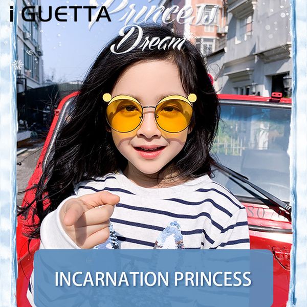 

iguetta поляризованные детские солнцезащитные очки девушки марка круглые детские модные очки uv400 линзы металлические очки кадр симпатичные, Blue