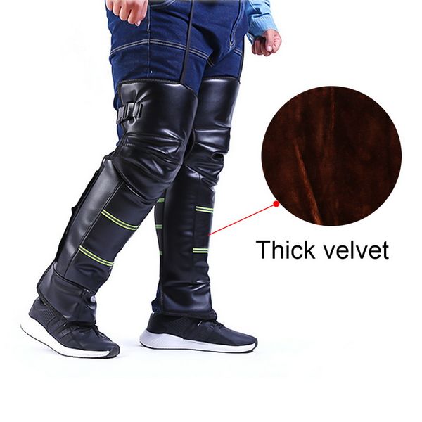 

motorcycle winter cold windproof rider pu leather knee pads electrombile windshield protect thick warm knee pads