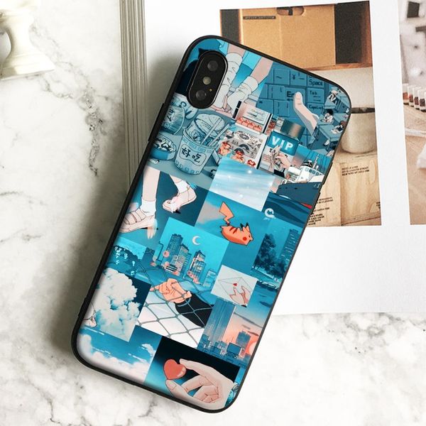 

coque luxury anime vaporwave art phone case for iphone 11 pro xs max xr 8 7 6s plus 5 se case soft black tpu silicone cover.