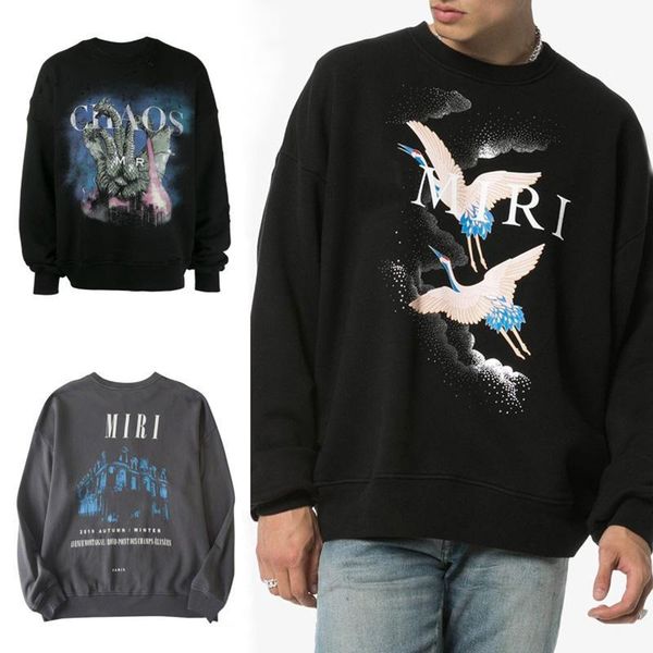 

luxury designer hoodie famous brand men women clothes mens printing sweatshirt 3 styles mens round neck long sleeve pullover, Black