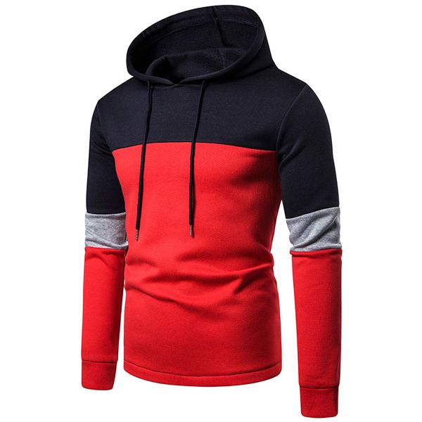 

men sweater 2019 new winter hooded sweater casual sports tri-color stitching men's sweater hedging, Black