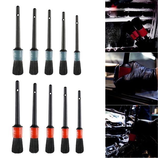 

natural boar hair detail brush set of 5 auto detailing brush set perfect for perfect for interior rims dashboard car wash
