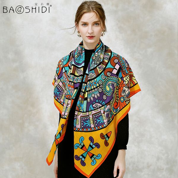 

baoshidi]2017 fashion brand 100% wool winter scarves women,warm soft elegant lady square infinity shawl, luxury gift for female