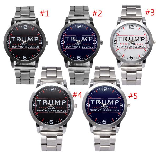 

trump 2020 mens women watches letters print retro quartz wrist watch 37mm stainless steel strap wristwatches automatic movement sl39 watches, Blue