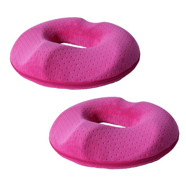 

2pcs memory foam donut ring tailbone coccyx seat cushion pillow for hemorrhoid prostate pregnancy rose red