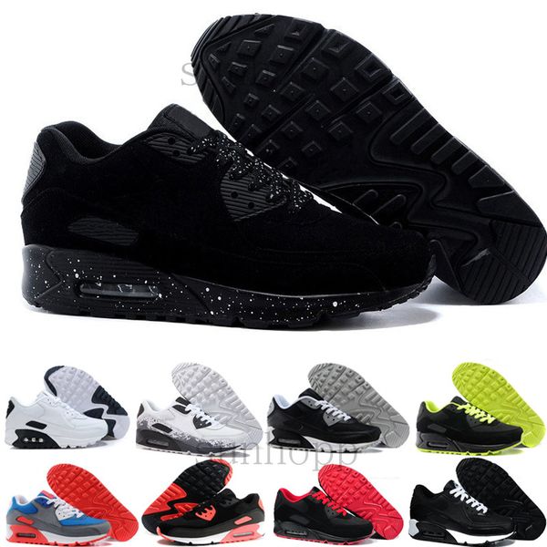 

mens shoes classic 90 men and woman shoes black red white trainer air cushion surface breathable casual shoes 36-45 hy-9c, Black;brown