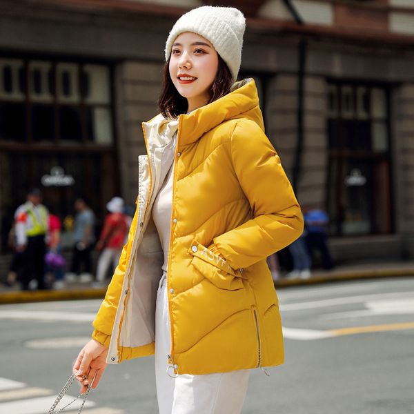 

2019 new arrival fashion short women winter jacket cotton padded warm thicken ladies hooded sweet coats parka womens jackets, Black