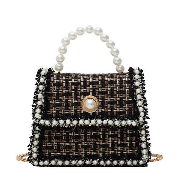 

harajuku small square bag female new korean fashion solid pearl portable chain chic shoulder casual female messenger bag