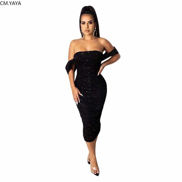 

2020 women spring winter dress strapless sequined high waist dress night party bandage bodycon midi slim dresses gl9580, Black;gray