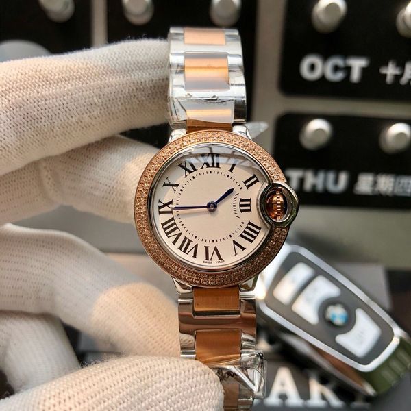 

women watch quartz movement 28mm 316l stainless steel band sapphire crystal women wristwatches waterproof, Slivery;brown