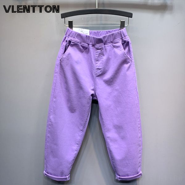 

2020 spring autumn plus size women fashion vintage mom harem jeans pants solid casual loose elastic waist denim pants female, Black;white