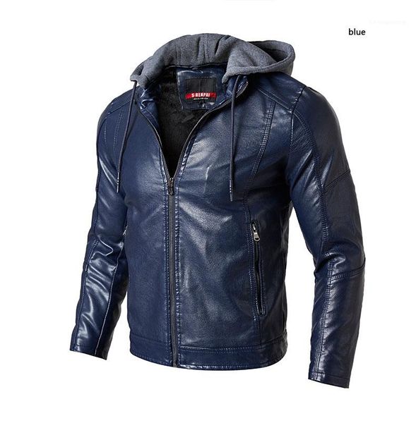 

leather jacket new men's leather pu leather business casual hooded jacket hoodie 2018 autumn and winter men's, Black