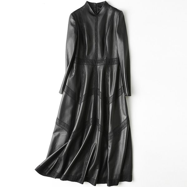 

yolanfairy 2019 geniune leather jacket sheepskin leather lace coat for women spring autumn windbreakers hq18-yxg1097a mf186, Black