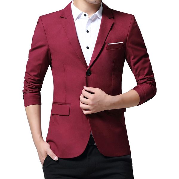 

men's fashion new style two-button suit for self-cultivation pure color coat solid pattern polyester material thin thickness j8, White;black