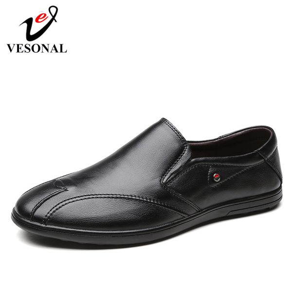 

vesonal brand summer fashion cow leather shoes men quality oxford casual shoes comfortable classic loafers for male footwear, Black
