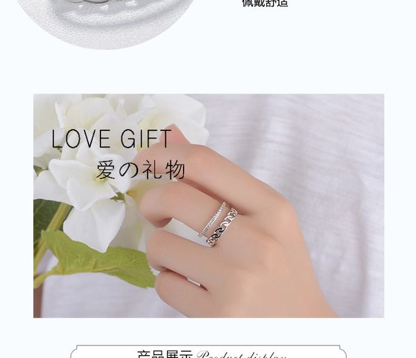 

heart decoration fashion personality simple diamond ring womens trend mix double line ring factory wholesale