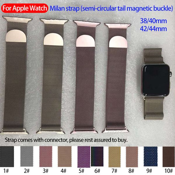 

for apple watch band 42mm 38mm semi-circular tail milan strap stainless steel alloy strap for apple watch 3 2 1