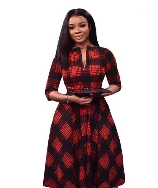 

womens dress zipper decoration with belt dress spring and autumn plus size clothes designer red plaid, Black;gray