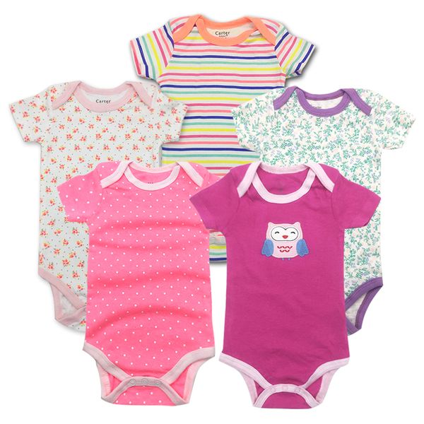 

5 pcs/lot baby short-sleeve bodysuit baby boy jumpsuit newborn cotton jumpsuits & bodysuit, Blue