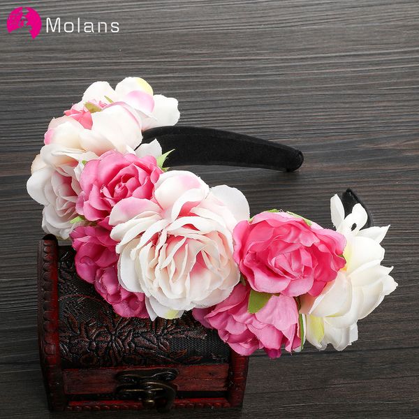 

molans festival women flower headband wedding headpiece handmade sturdy fabric flower crown garland woodland p shoot