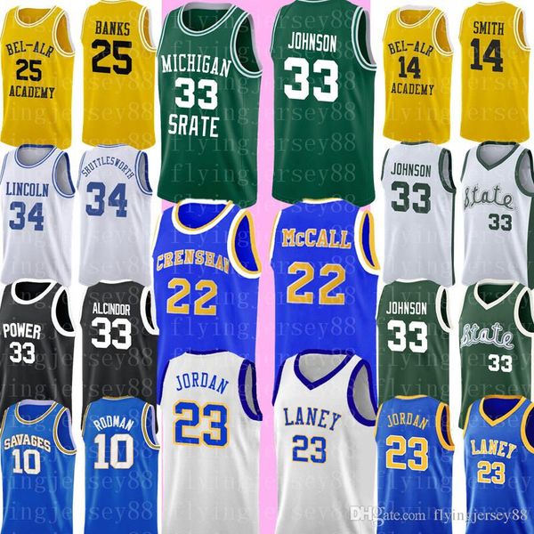 

College 33 Earvin Johnson 23 Michael Jersey Love & Basketball movie MCCall 22 Movie Basketball Jerseys