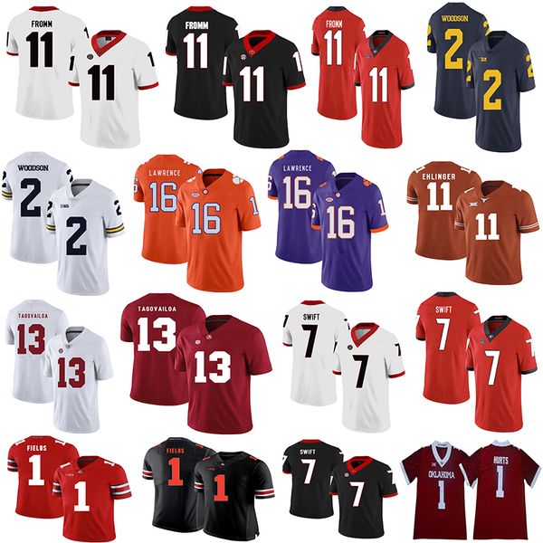 

Michigan Charles Woodson Texas Ehlinger UGA D'Andre Swift Jake Fromm Oklahoma Sooners Hurts Tagovailoa Clemson Tigers Lawrence Men Jerseys