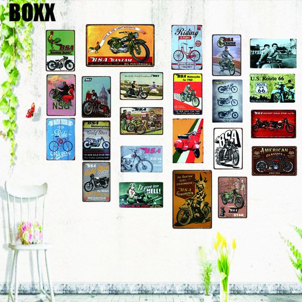 

классический мотоцикл жестяные вывески потертый шик ретро главная стена музыка бар искусство гараж декор железный плакат куадрос