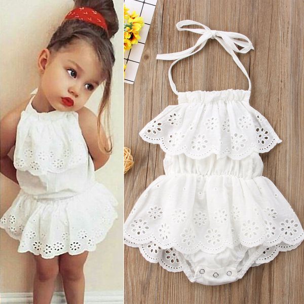 

cute newborn kids baby girl infant lace romper dress jumpsuit playsuit clothes outfits, Blue