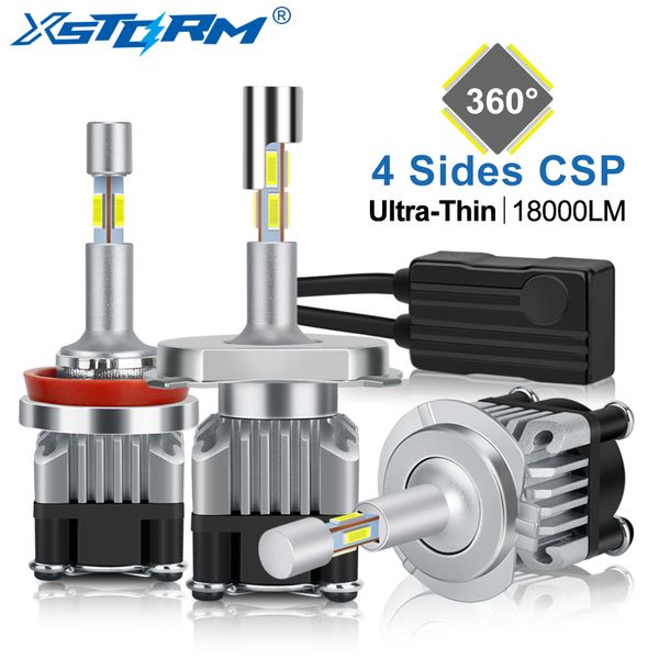 

4 sides 18000lm h7 led canbus h1 h3 h4 h8 h11 9005 hb3 9006 hb4 turbo led headlight bulbs 6000k 12v 24v auto car lights fog lamp