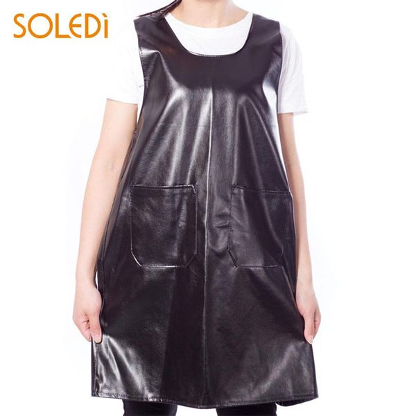 

pu leather apron waterproof household antifouling utensil dorpshipping