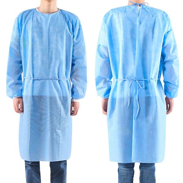 

Blue Waterproof Isolation Clothes Knits Frenulum Protective Clothing Disposable Gowns One Time Non woven Fabric Protection Suits Sets