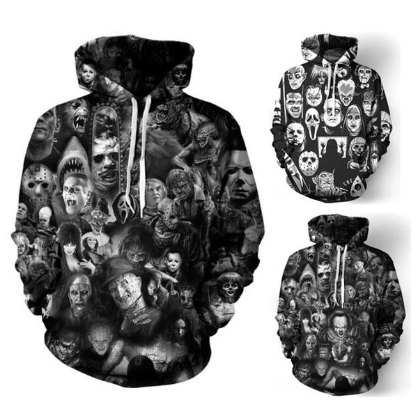 

designer hoodies for men sweatshirts 3d skulls pattern lovers mens ogreish hoodie clothing s-5xl wholesale, Black