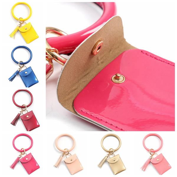 Borse per carte da polso Braccialetto portachiavi Borsa per monete in pelle PU Nappa Bracciale Portafogli Borse Gioielli moda per ragazze 10 Disegni 10 pezzi DW5415